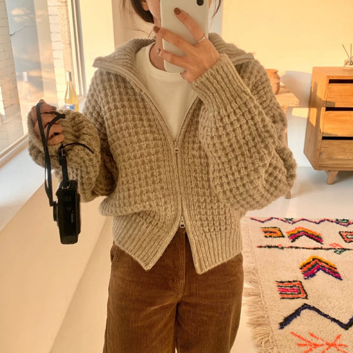 【outer】ファスナーニットカーデ　M26670
