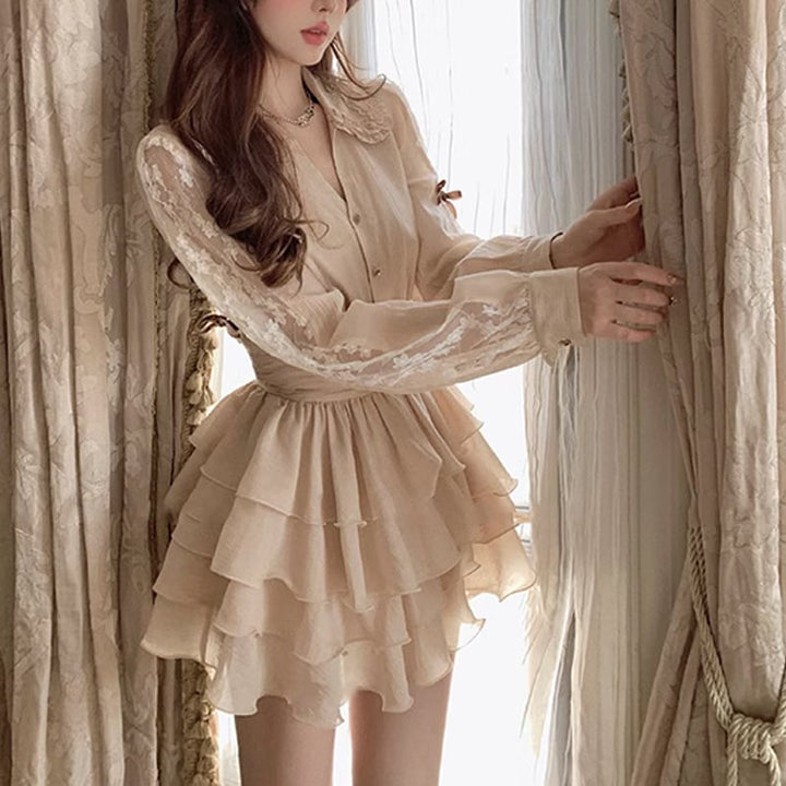【dress】レースドッキングワンピース　M26549