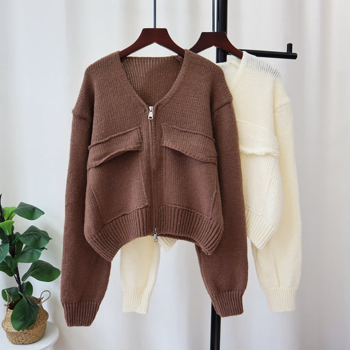 【outer】ファスナーニットカーデ　M28629