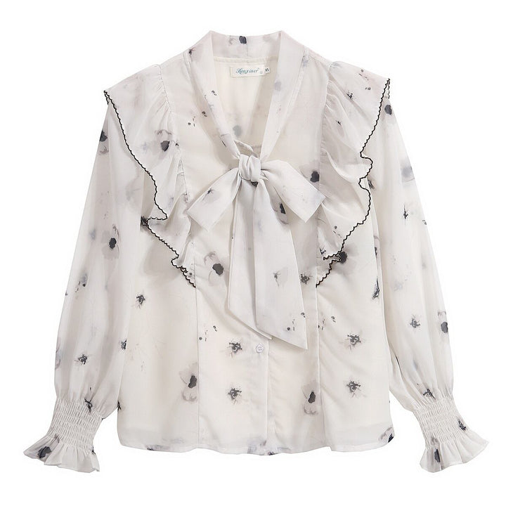【tops】リボン付きシャツトップス　M18477