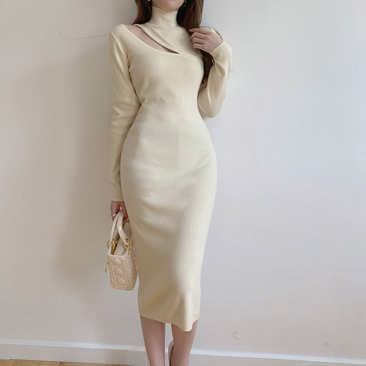 【dress】人気を独占中 カットワークニットワンピース　M17660