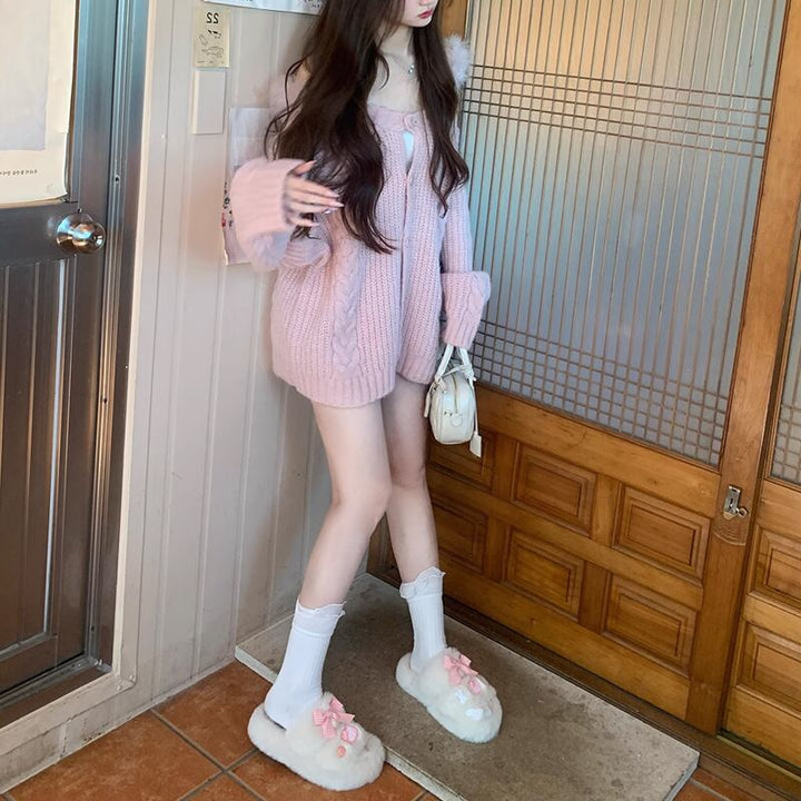【outer】ファーニットカーデ　M19073