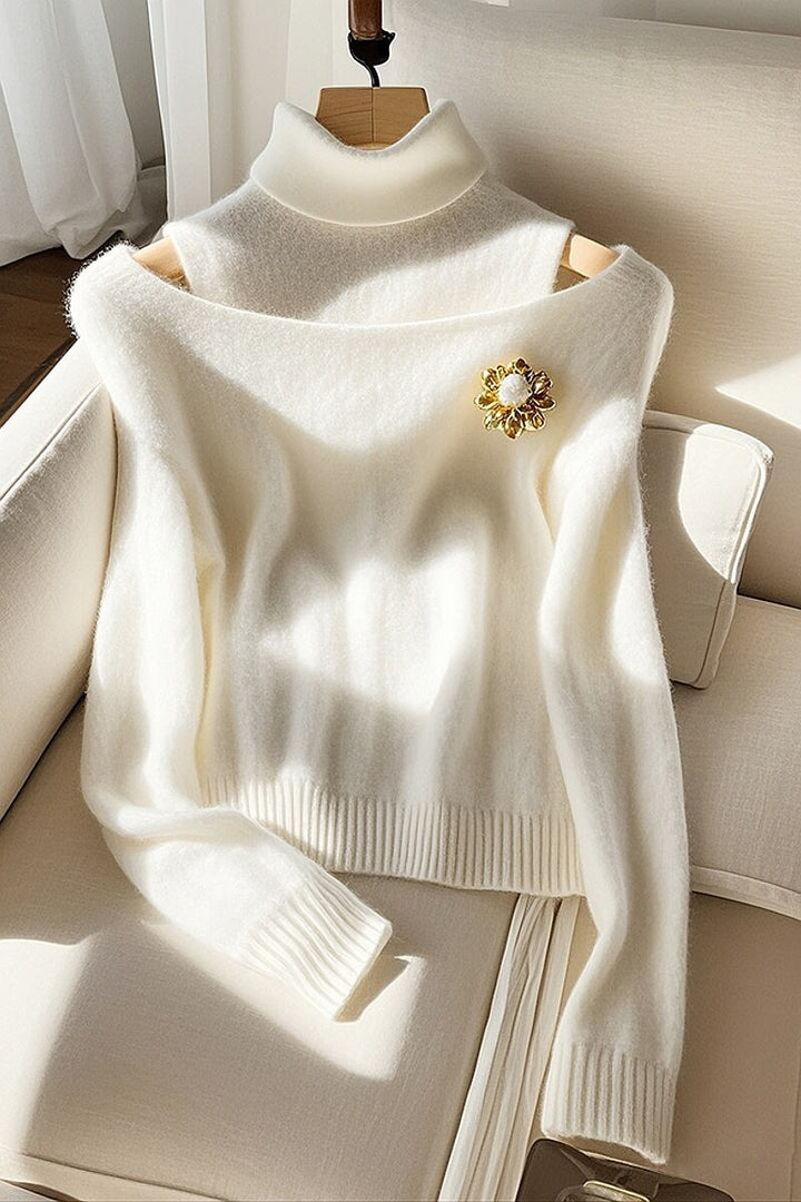 【tops】オフショルダーハイネックニットトップス　M28764