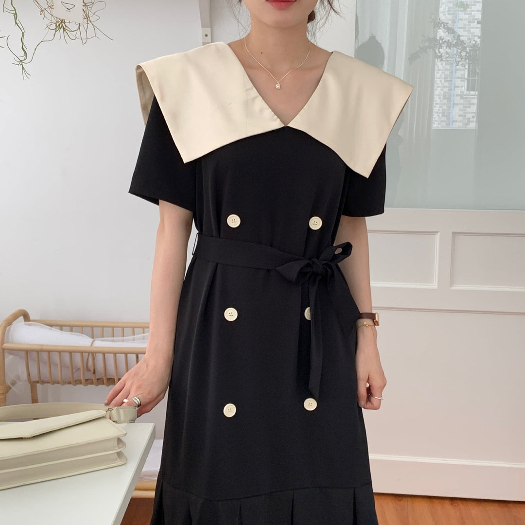 【dress】フリルダブルボタンワンピース　M24745