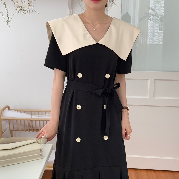 【dress】フリルダブルボタンワンピース　M24745