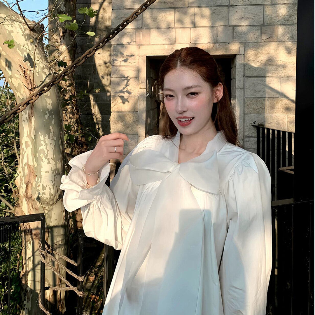 【dress】ビッグリボンシャツワンピース　N3412