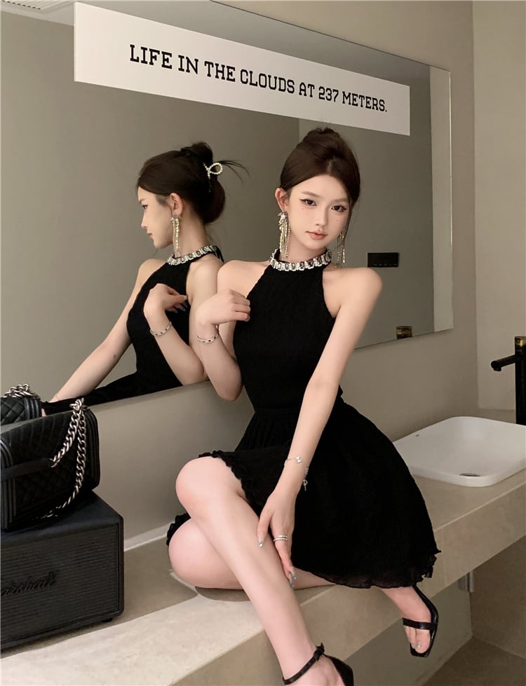 【dress】ビジューノースリーブワンピース　M24140