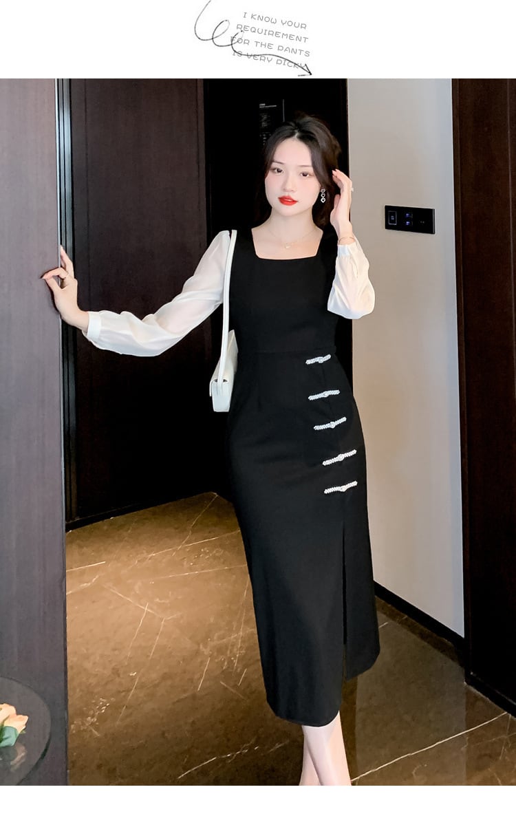 【dress】今季マストバイエレガント切り替えワンピース　M17420