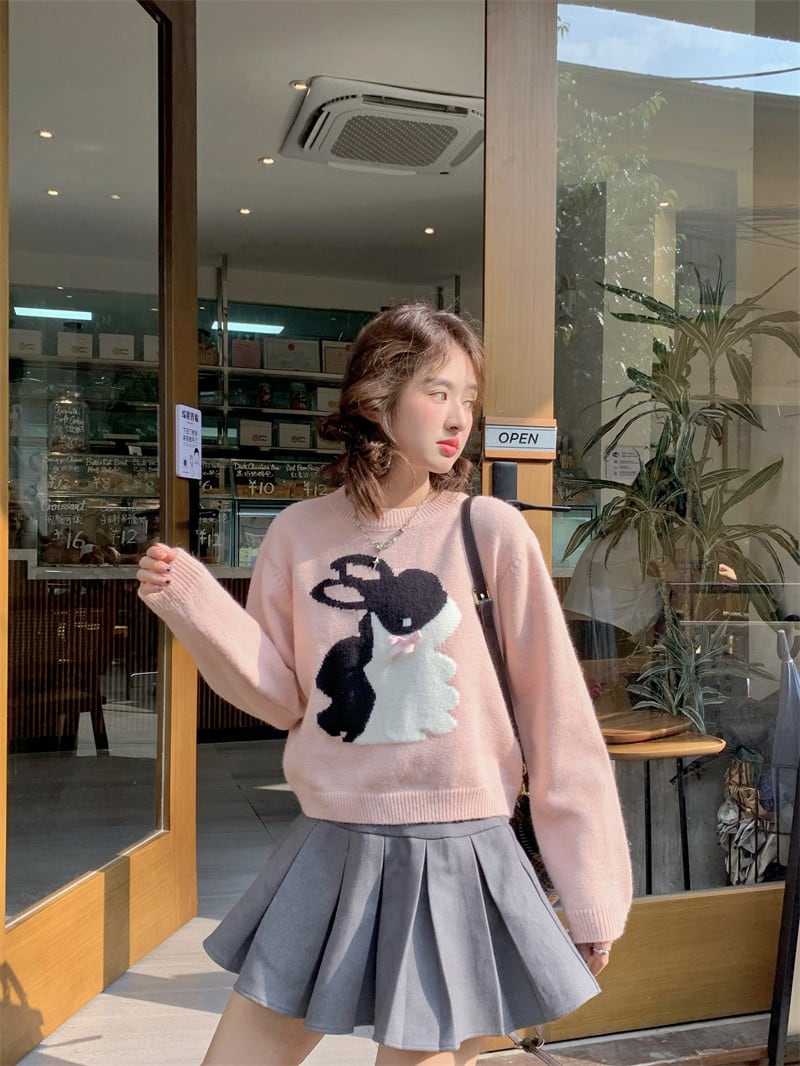 【tops】クルーネックニットセーター　M18385
