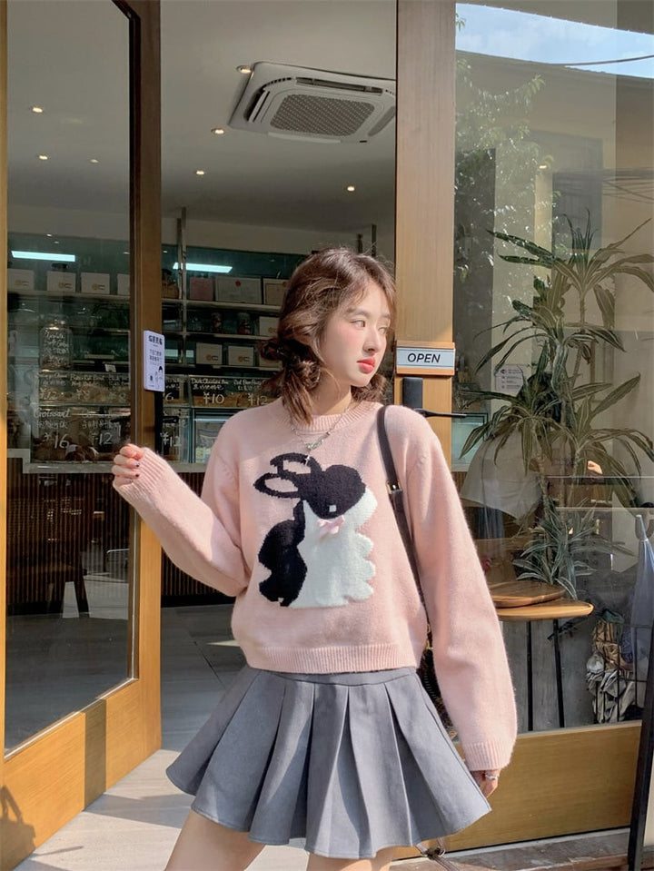 【tops】クルーネックニットセーター　M18385