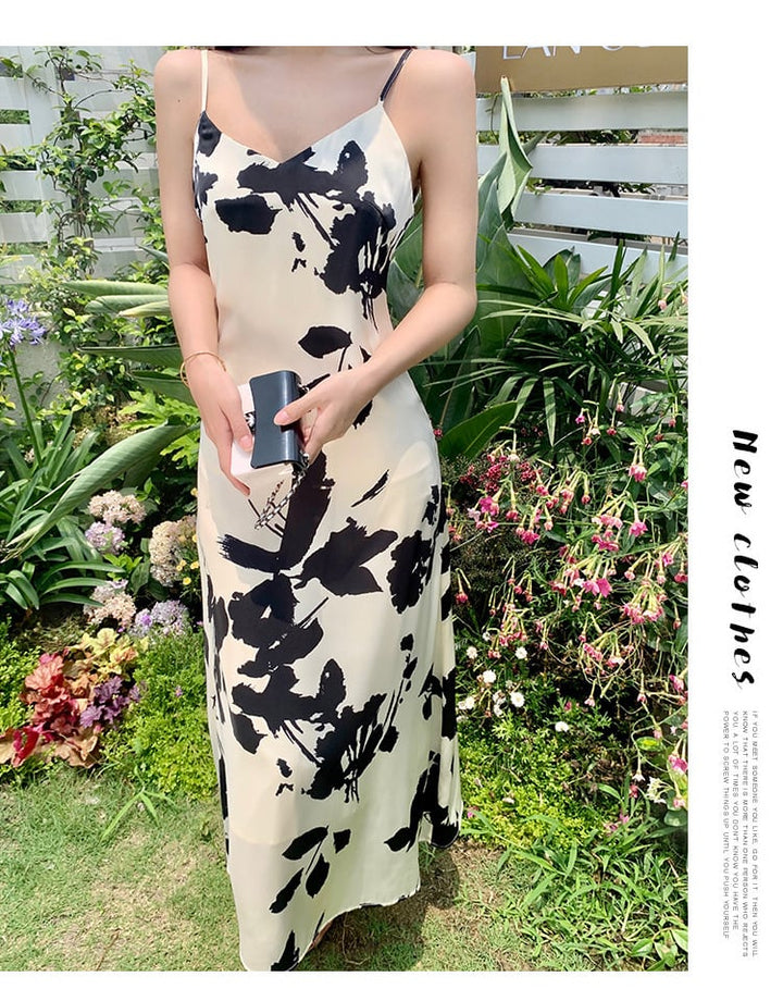 【dress】大人らしい Vネックエレガントキャミワンピース　M16752