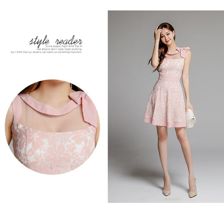 【dress】気質満点大人可愛いレースデートワンピース着瘦せ　M16748