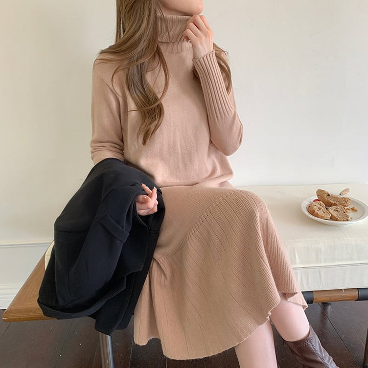 【dress】ハイネックマーメイドニットワンピース　M18205