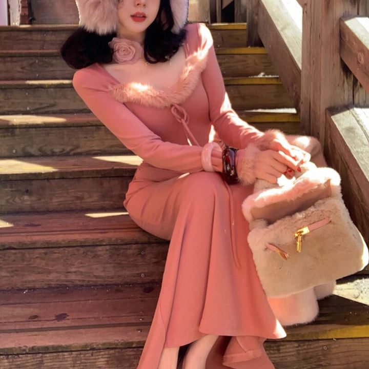 【dress】ファーマーメイドニットワンピース　M28482
