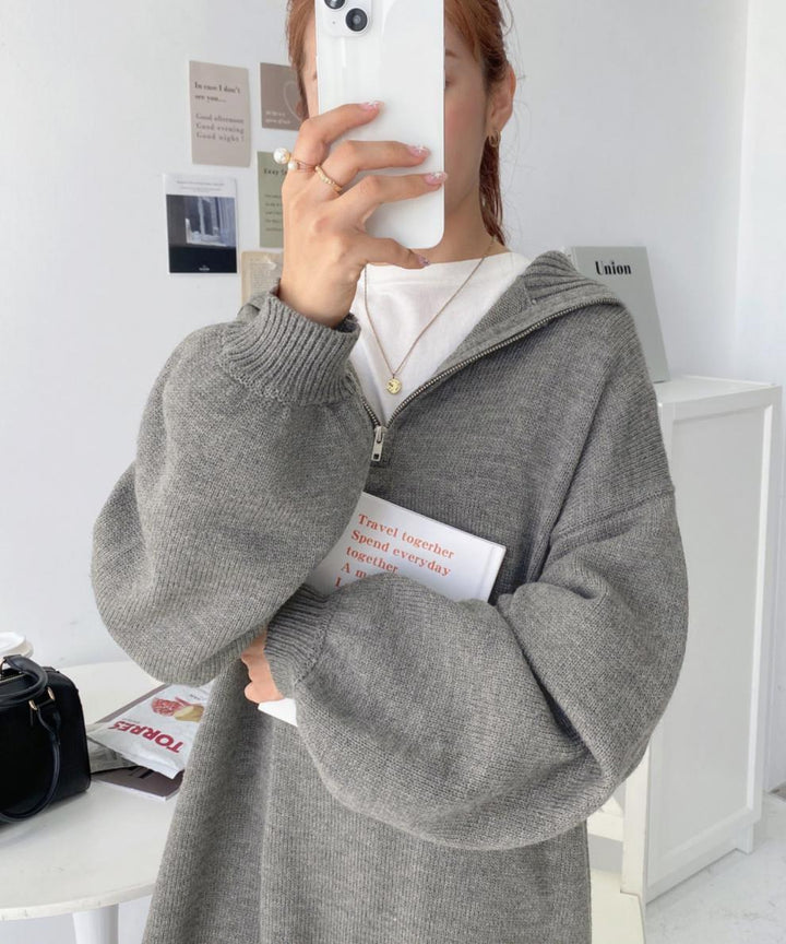 【dress】フード付きニットワンピース　M25561