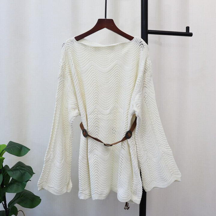 【tops】ニットセーターベルト付き　M26852