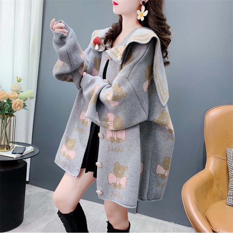 【outer】カートゥーンニットカーデ　M26470