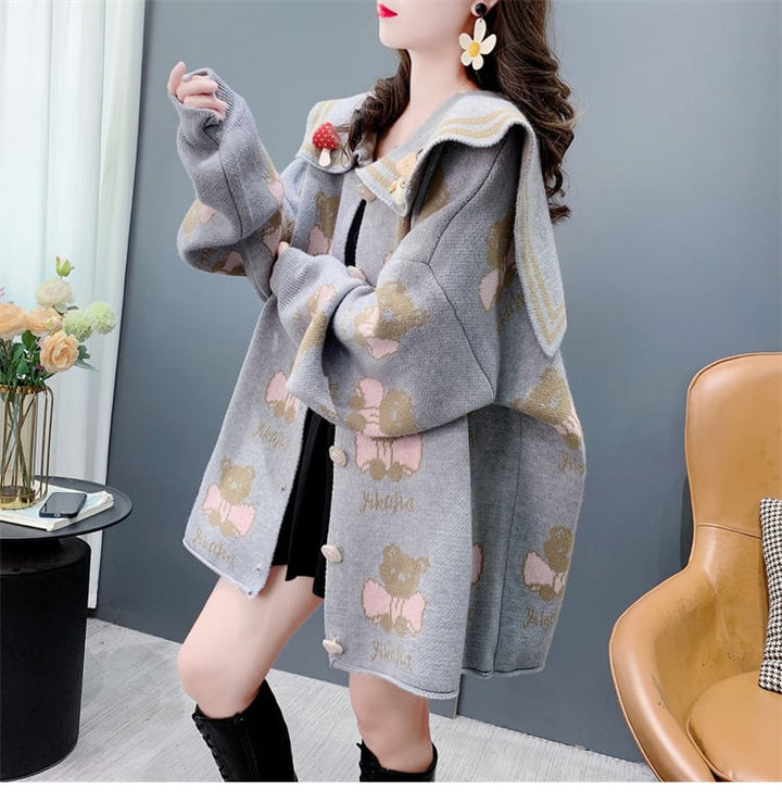 【outer】カートゥーンニットカーデ　M26470