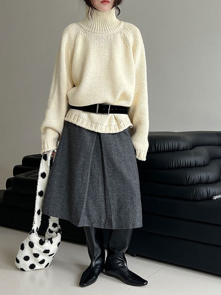 【tops】ハイネックニットトップス Q7305