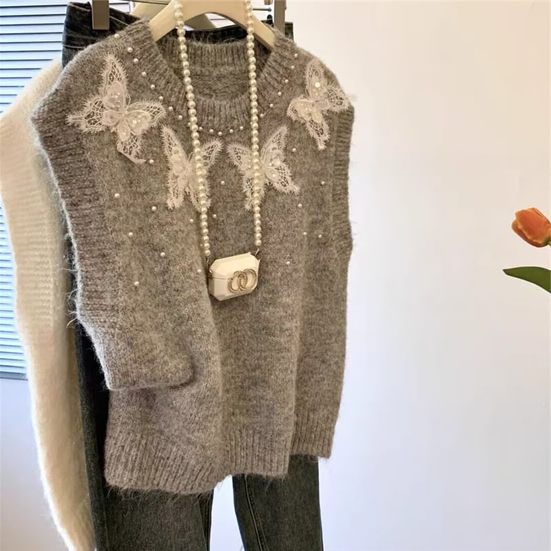 【tops】リボン付きニットベスト　M28922