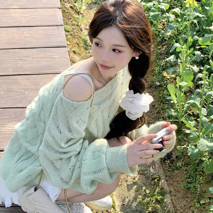 【tops】透かしニットトップス Q8309