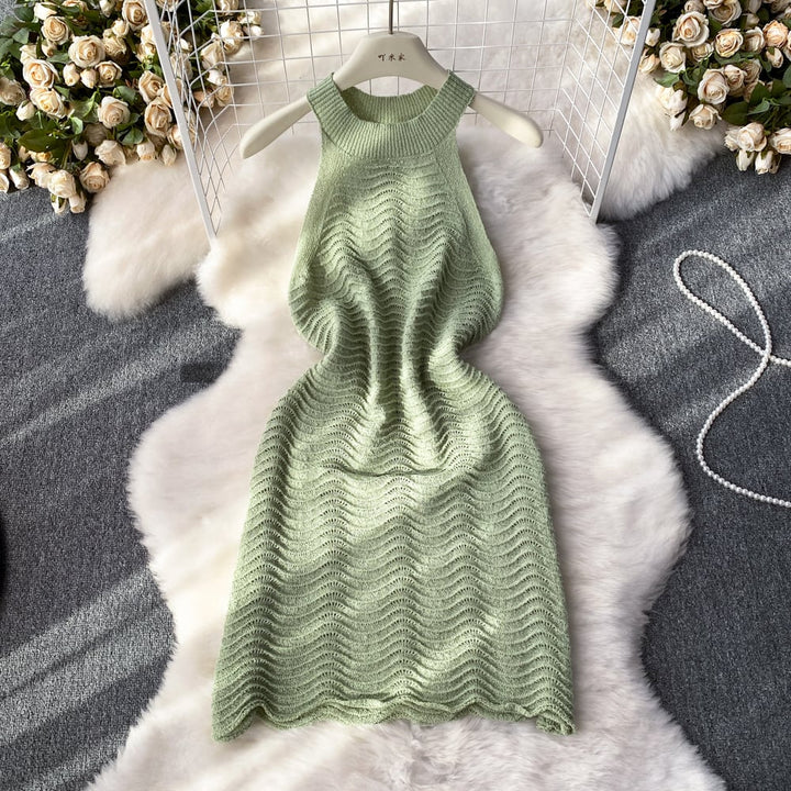 【dress】大人らしい ノースリーブ薄手ニットワンピース　M17145