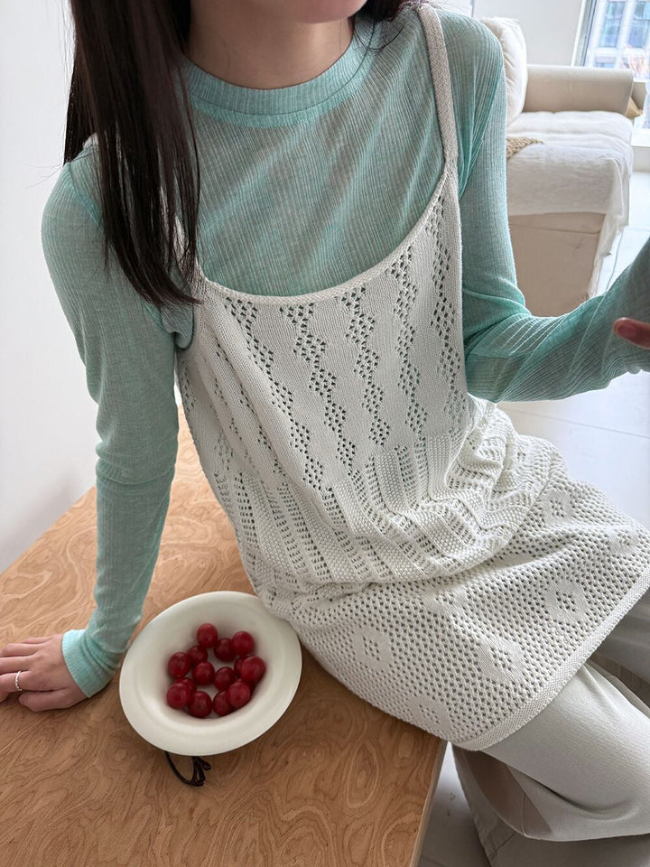 【tops】透かしニットキャミソール Q8326