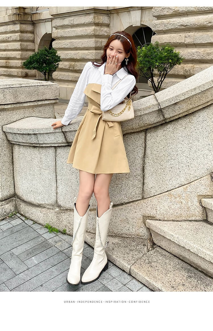 【dress】目立つ！エレガント切り替えワンピース着瘦せ　M17186
