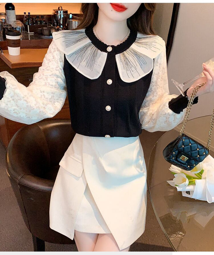 【tops】ドッキングニットトップス　M18814