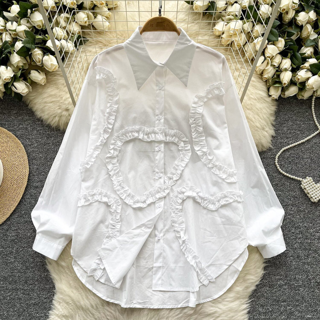 【tops】フリル人気デザインシャツブラウス　M29782