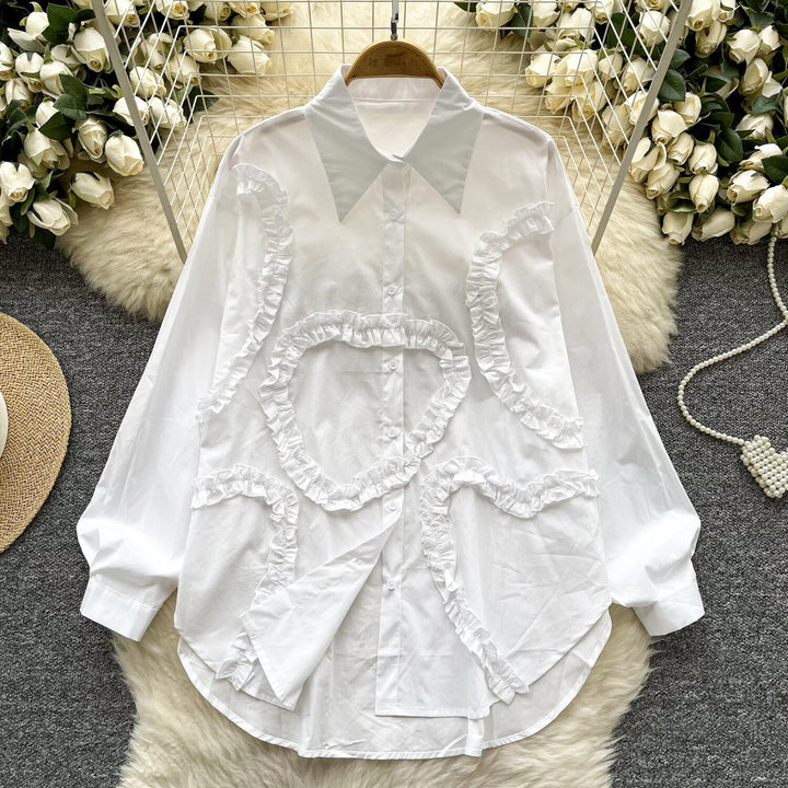 【tops】フリル人気デザインシャツブラウス　M29782
