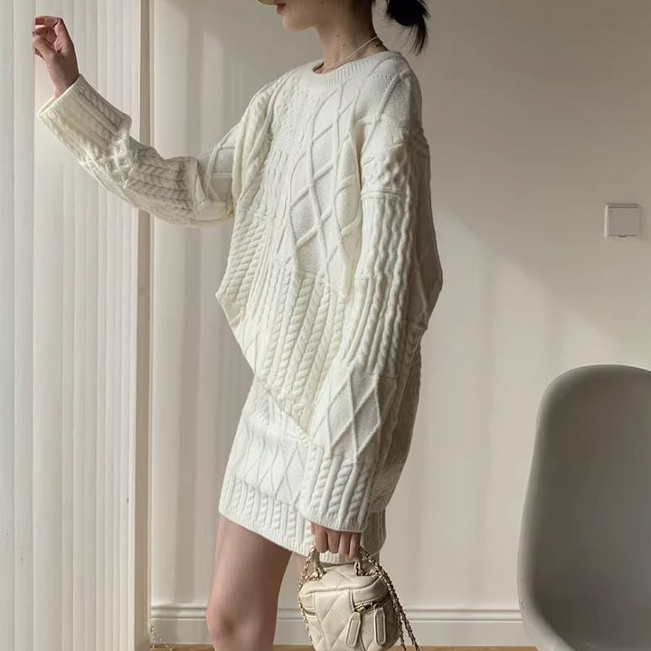 【set】ロングニットトップス×ストレートスカート×レッグウォーマー3点セット Q7720