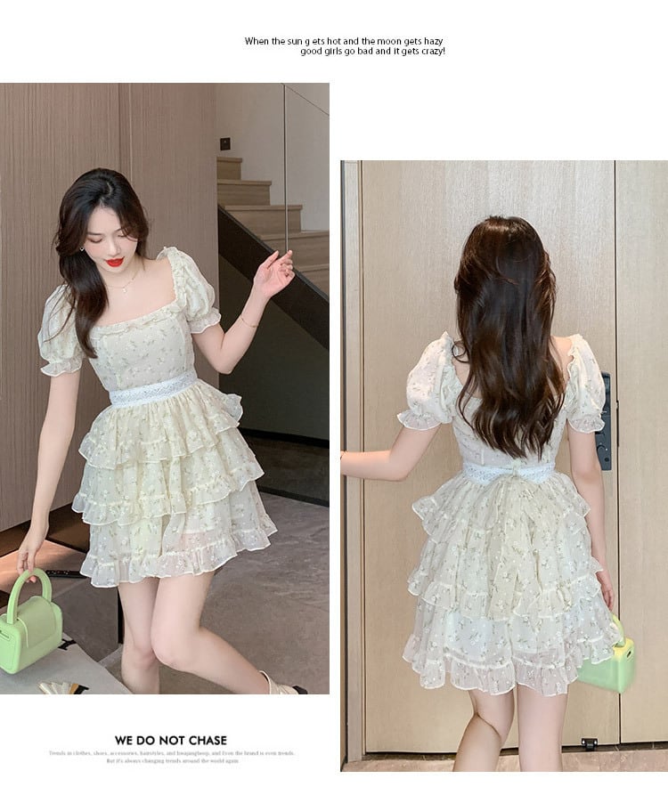 【dress】細身効果抜群♪スウィート花柄ワンピースオシャレ　M16846