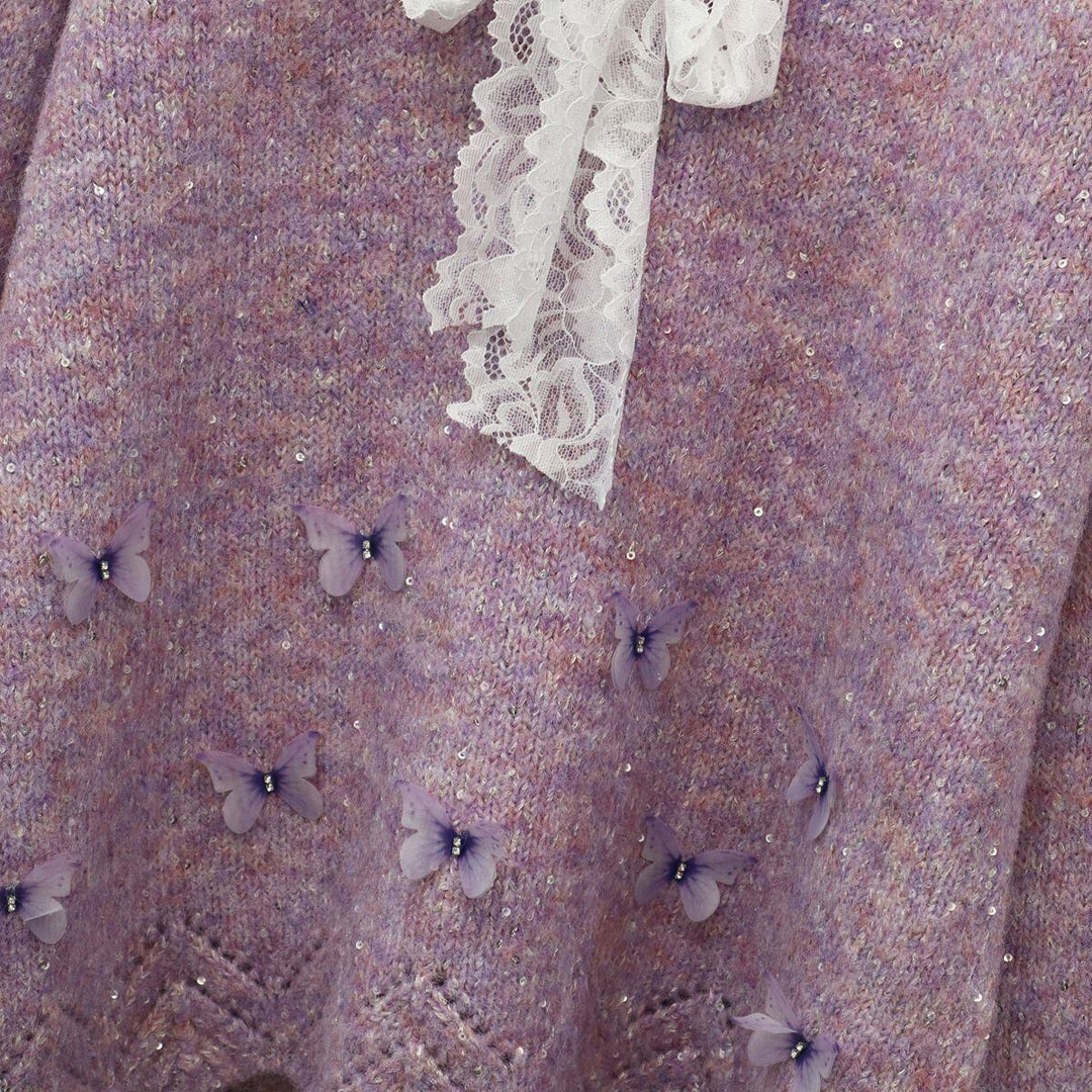 【tops】レース切り替えニットセーター　M28399