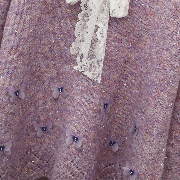 【tops】レース切り替えニットセーター　M28399