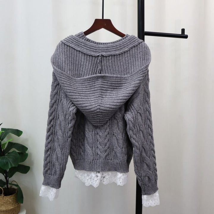 【tops】レース切り替えニットセーター　M27899