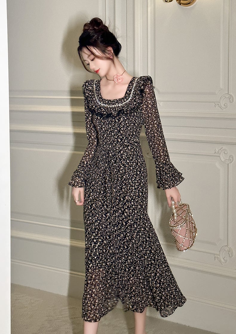 【dress】フリル花柄ワンピース　M27009