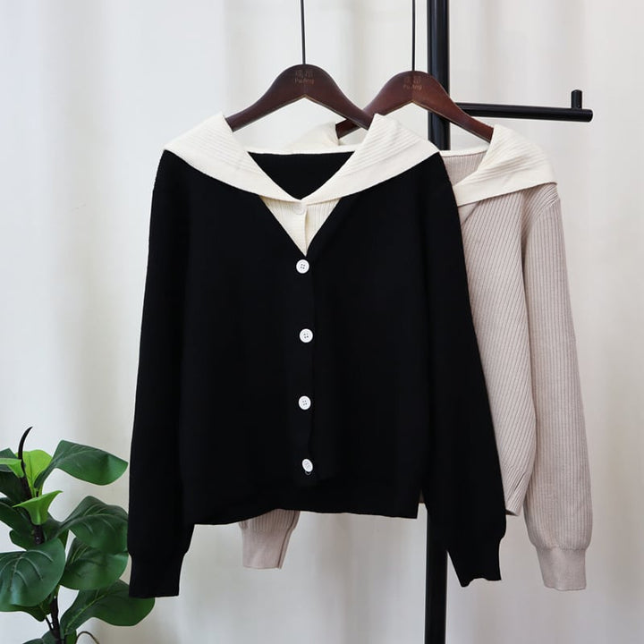【outer】切り替えニットカーデ　M25438