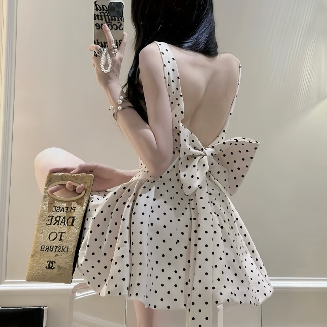 【dress】バックリボンミニワンピース　K0548