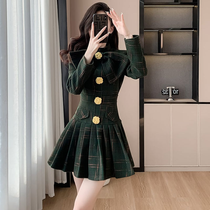 【dress】リボン付きラシャ生地ワンピース　M26550