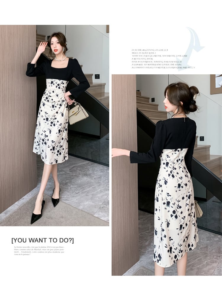 【dress】高級感 chicエレガント切り替えデートワンピース　M17481