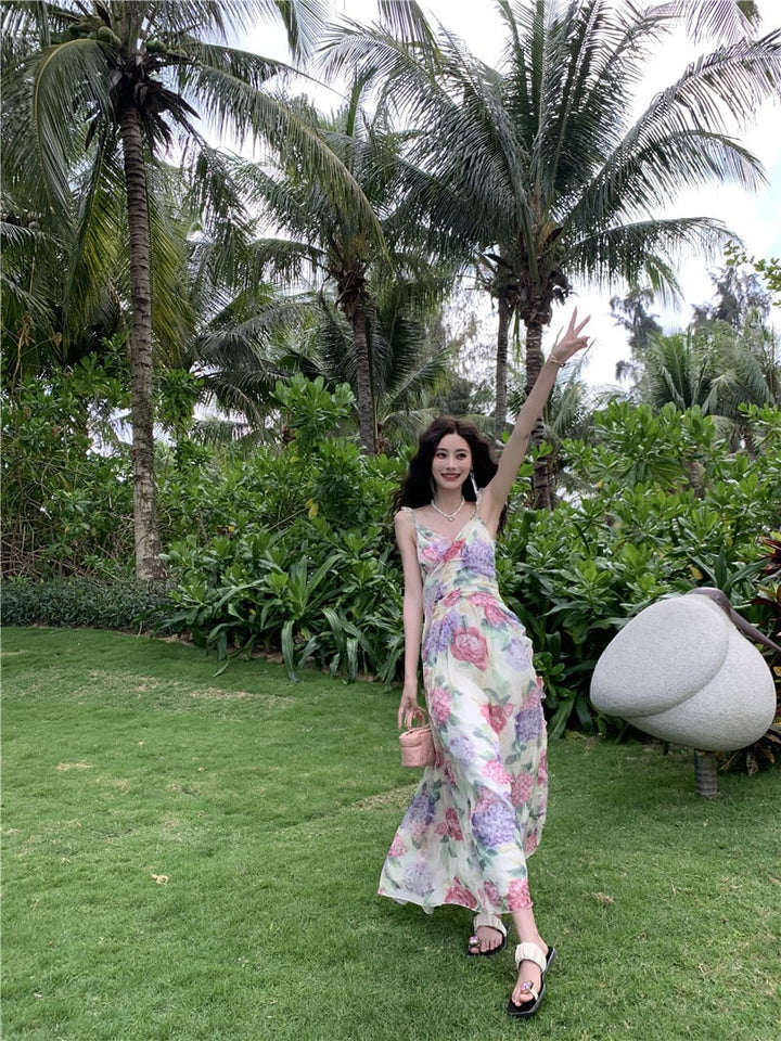 【dress】優しい雰囲気スウィート花柄キャミワンピース　M17457