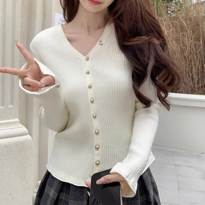 【outer】ボタンデザインニットカーデ　M26696