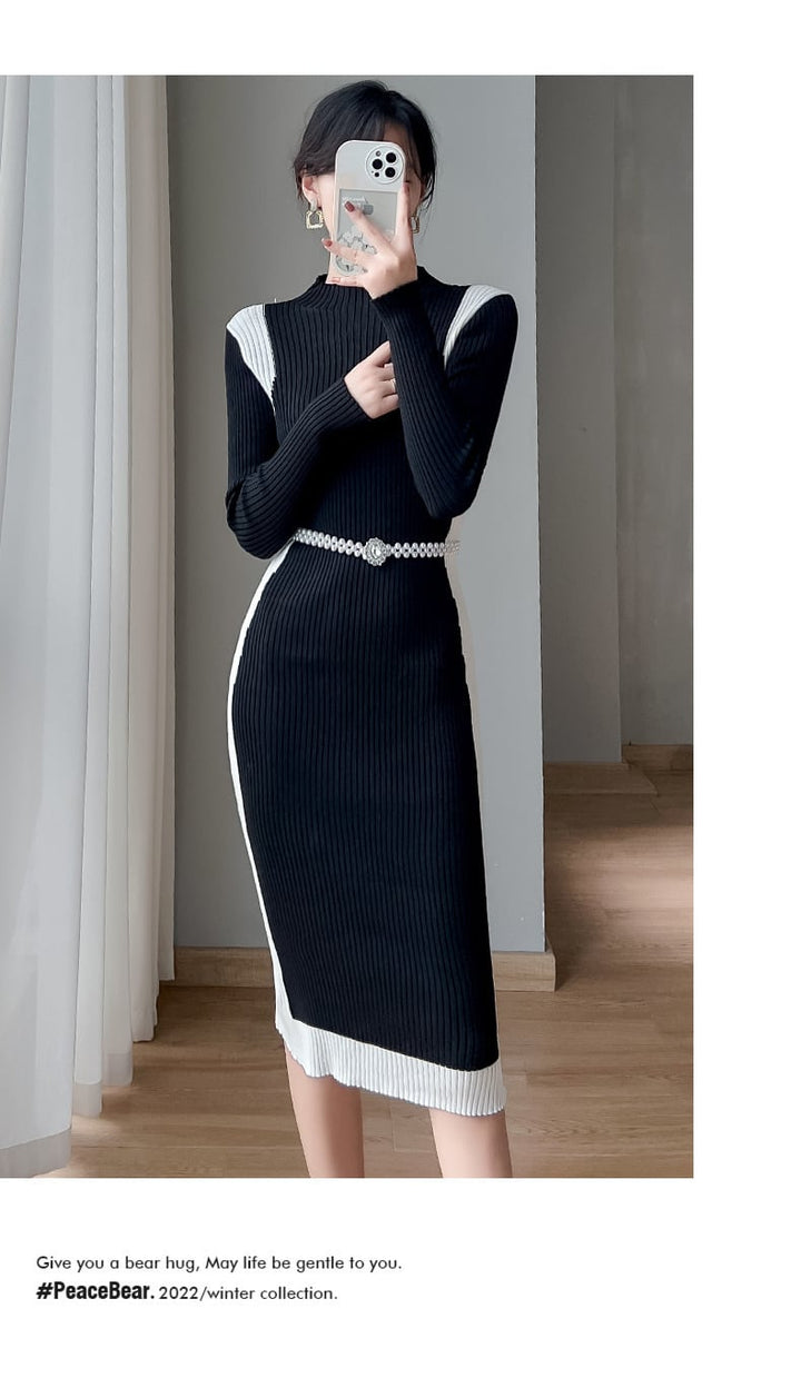 【dress】知的で品の良い♡エレガントニットワンピース　M17529