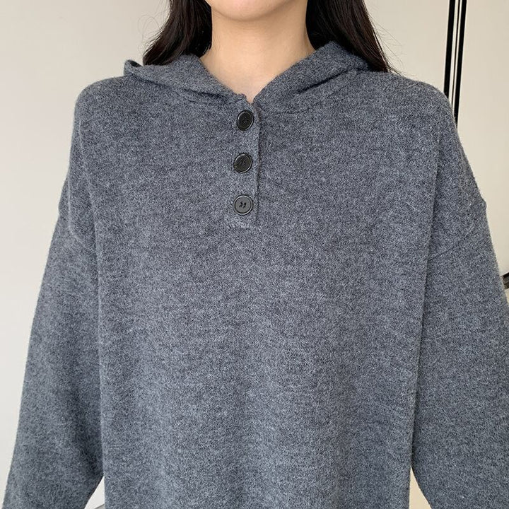 【dress】フード付きロングニットワンピース　N2186