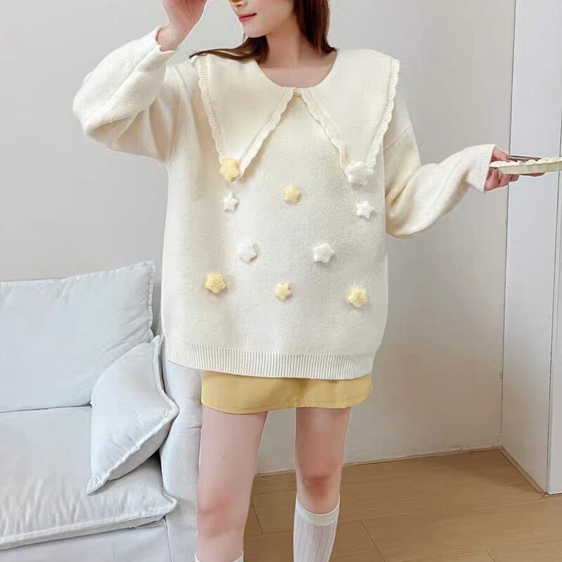 【tops】ピーターパンカラーニットトップス Q8068