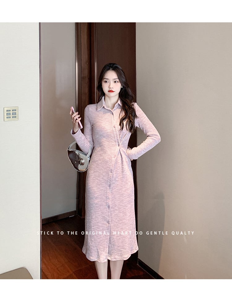 【dress】ボタンデザインニットワンピース　M17994