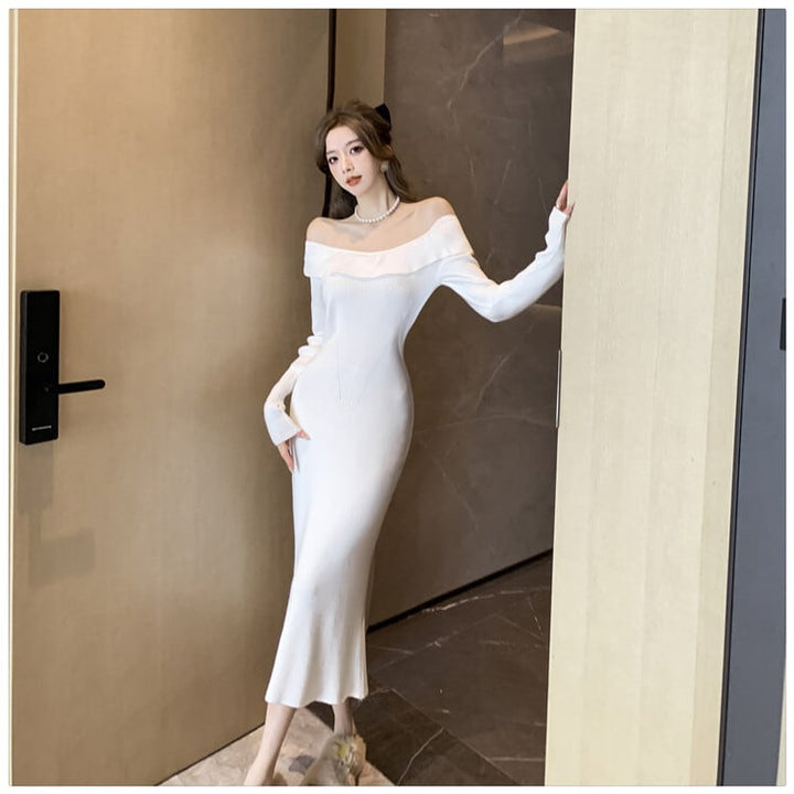 【dress】フリルニットワンピース　M27638