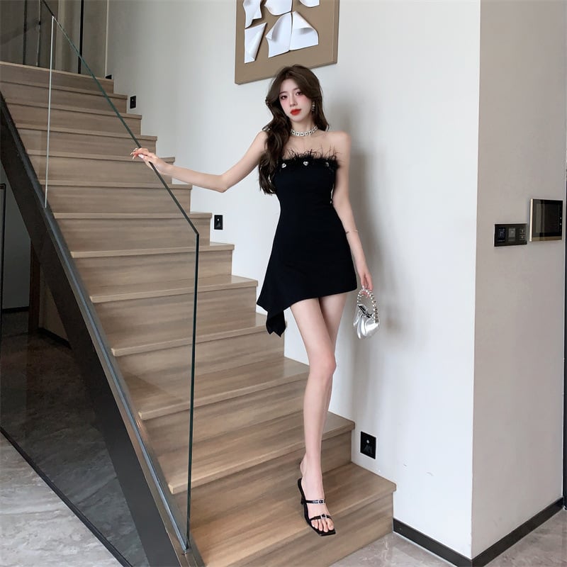 【dress】人気上昇中 chicファッションワンピース着瘦せ　M17089