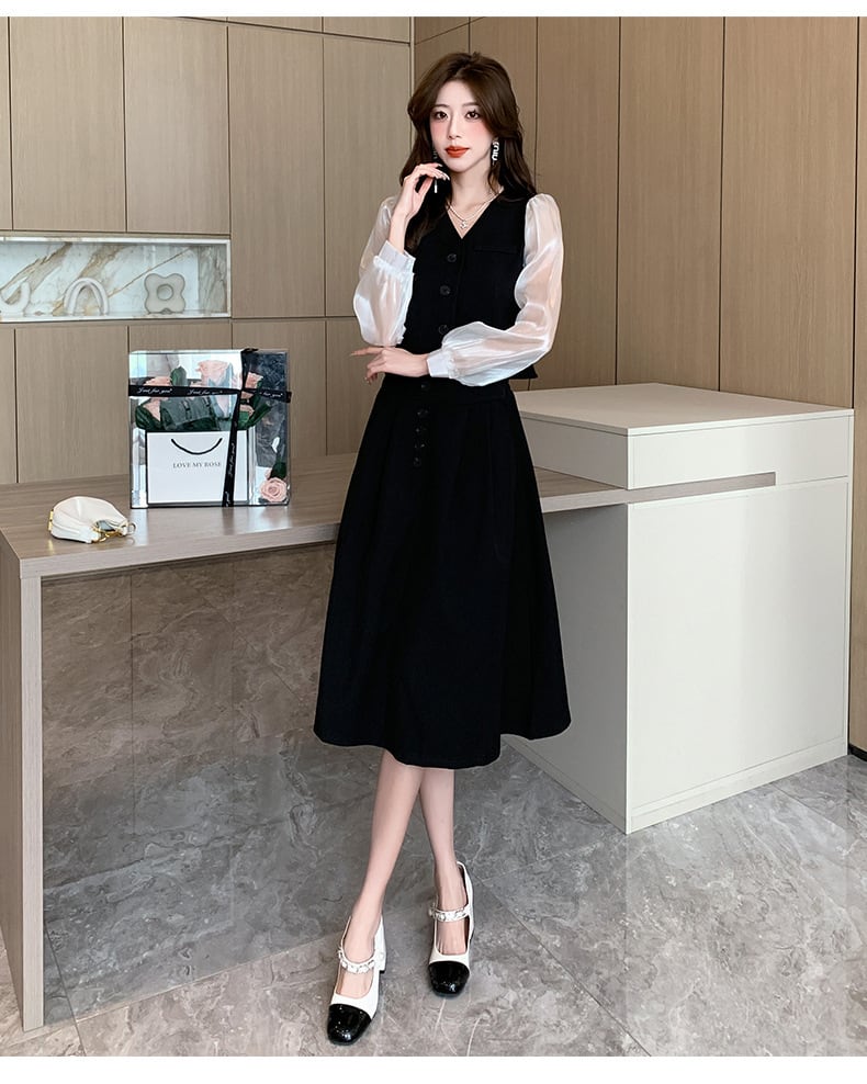 【dress】女子力アップエレガントデーワンピース着瘦せ　M17315